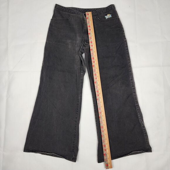 Buggirl RARE Y2K Rave 90s Wide Leg Black Jeans Size M - Picture 7 of 8